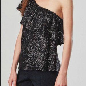 BB DAKOTA BY STEVE MADDEN ONE SHOULDER SEQUINED TOP - Medium - Black